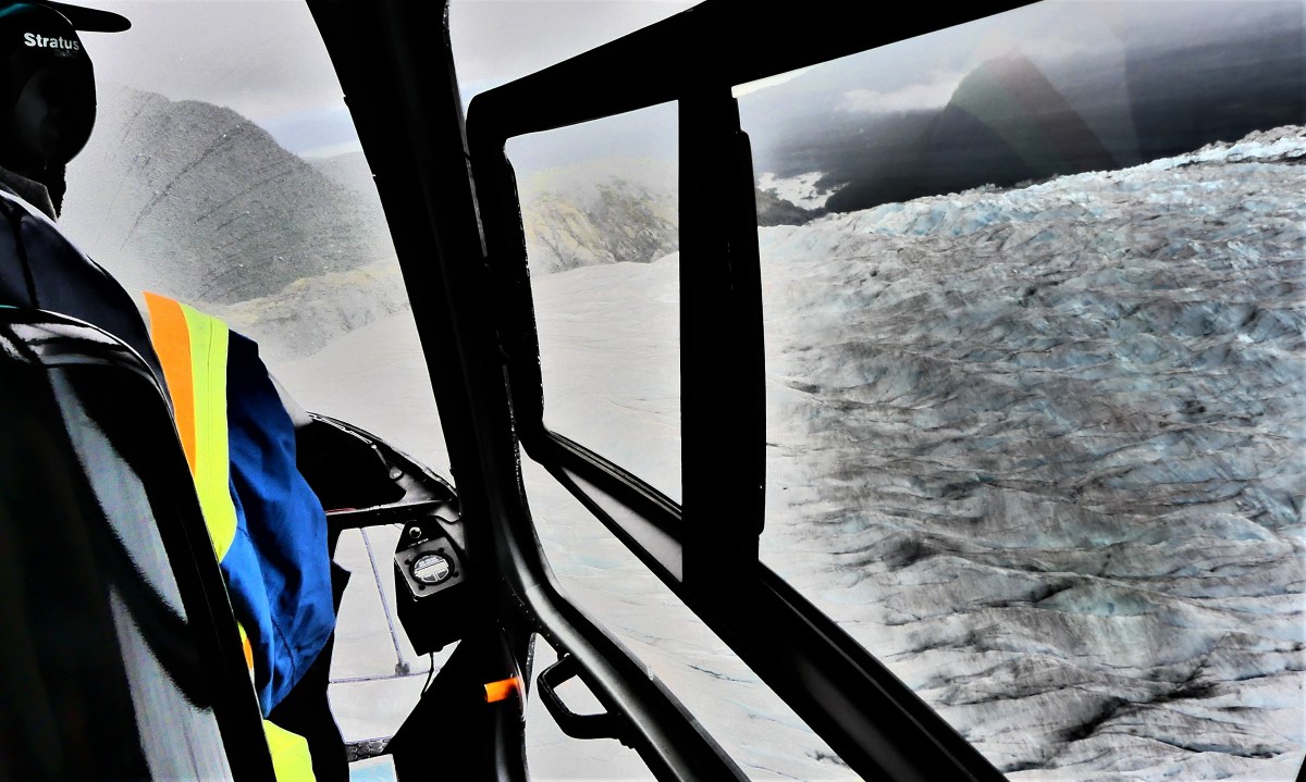 flying over Herbert Glacier