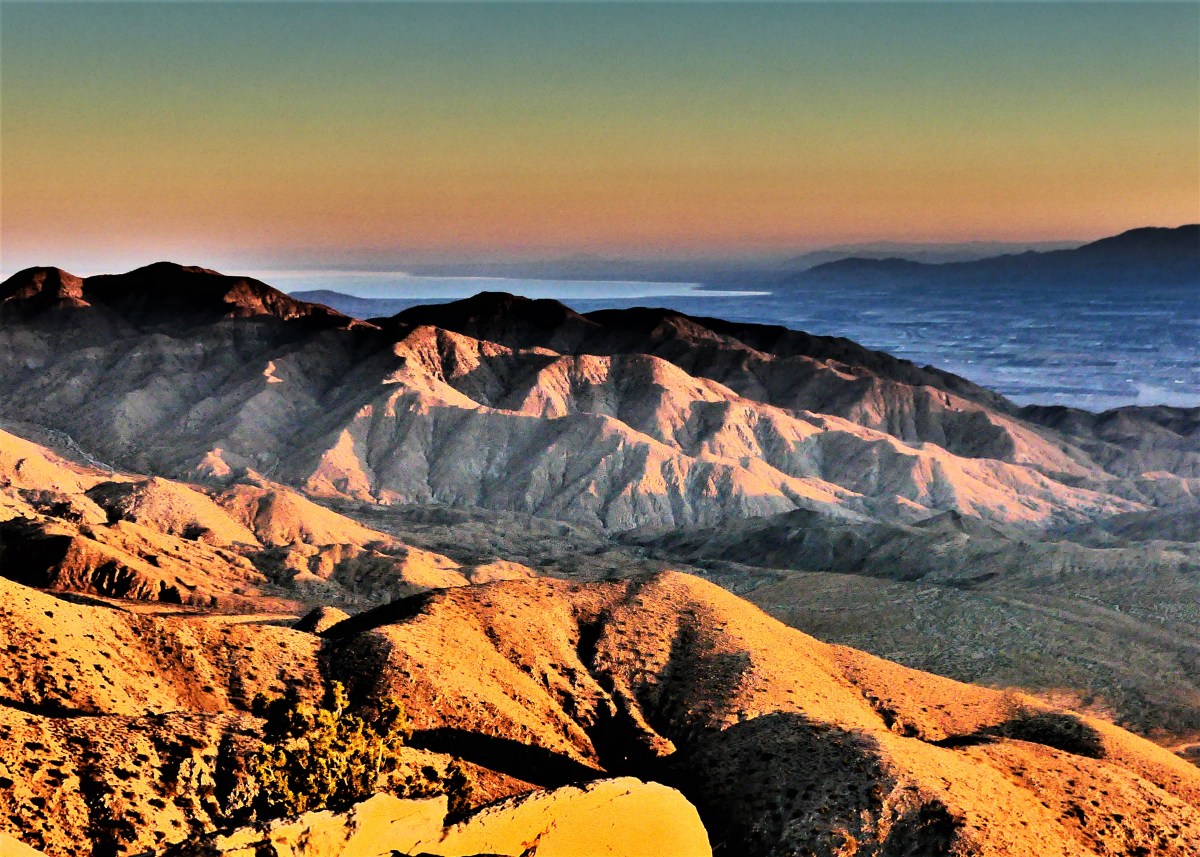 Coachella Valley and Salton Sea at sunset