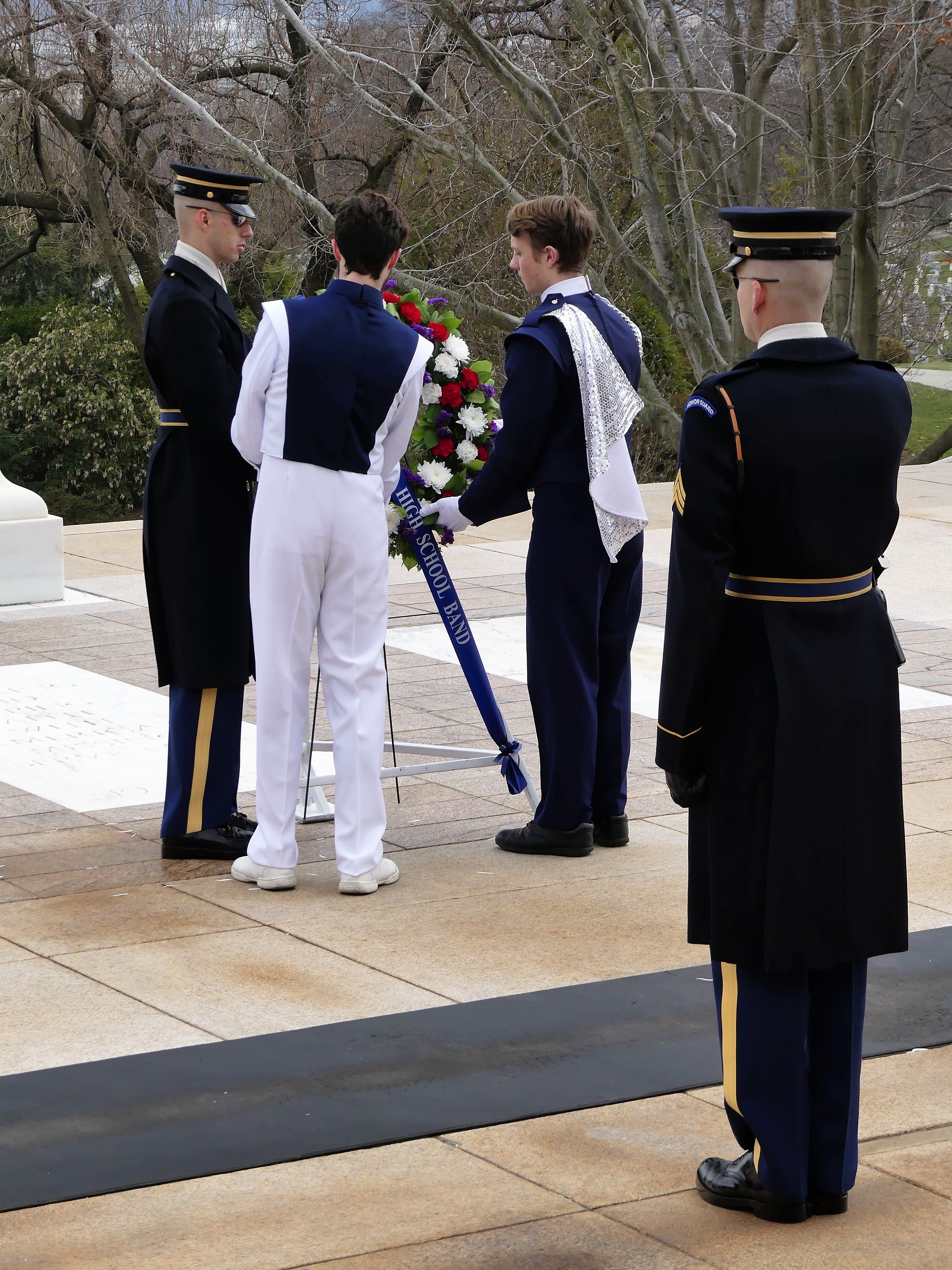placing the wreath