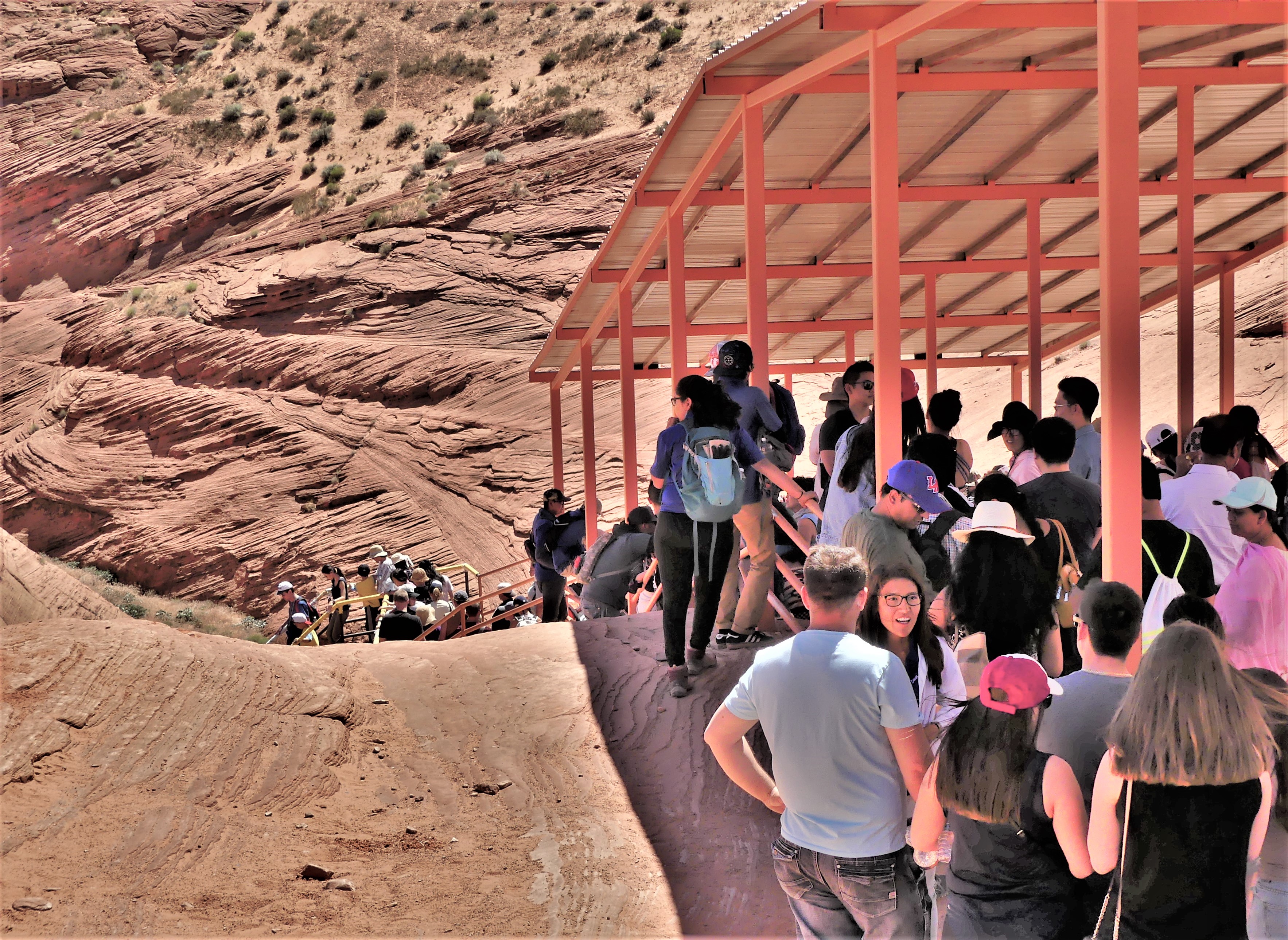 Descending Lower Antelope Canyon trail