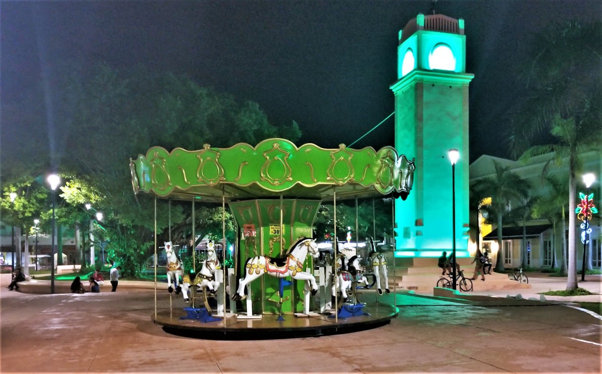 carousel and clock tower