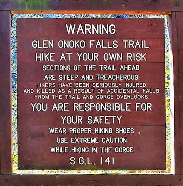 Glen Onoko Falls warning