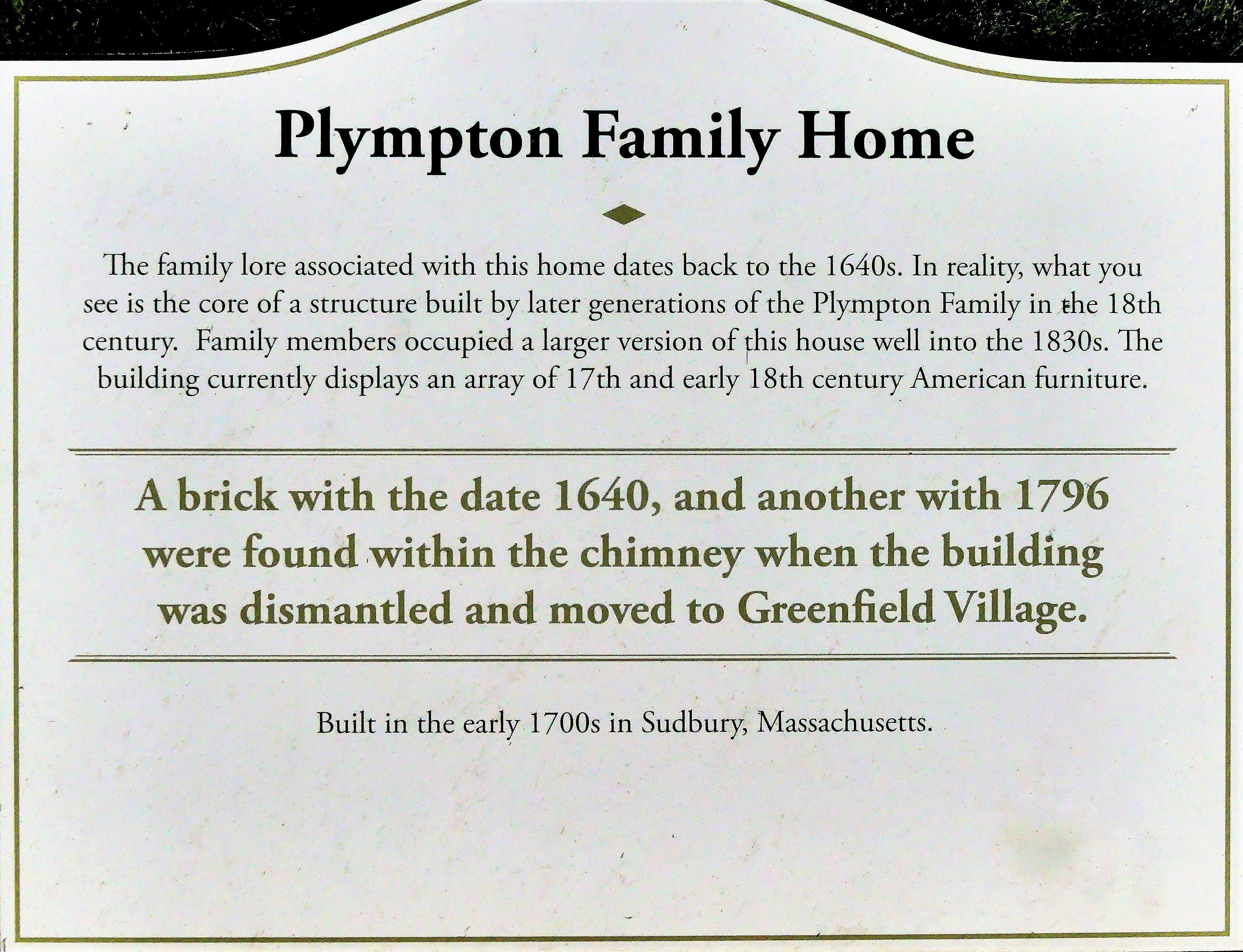Plympton Family home sign