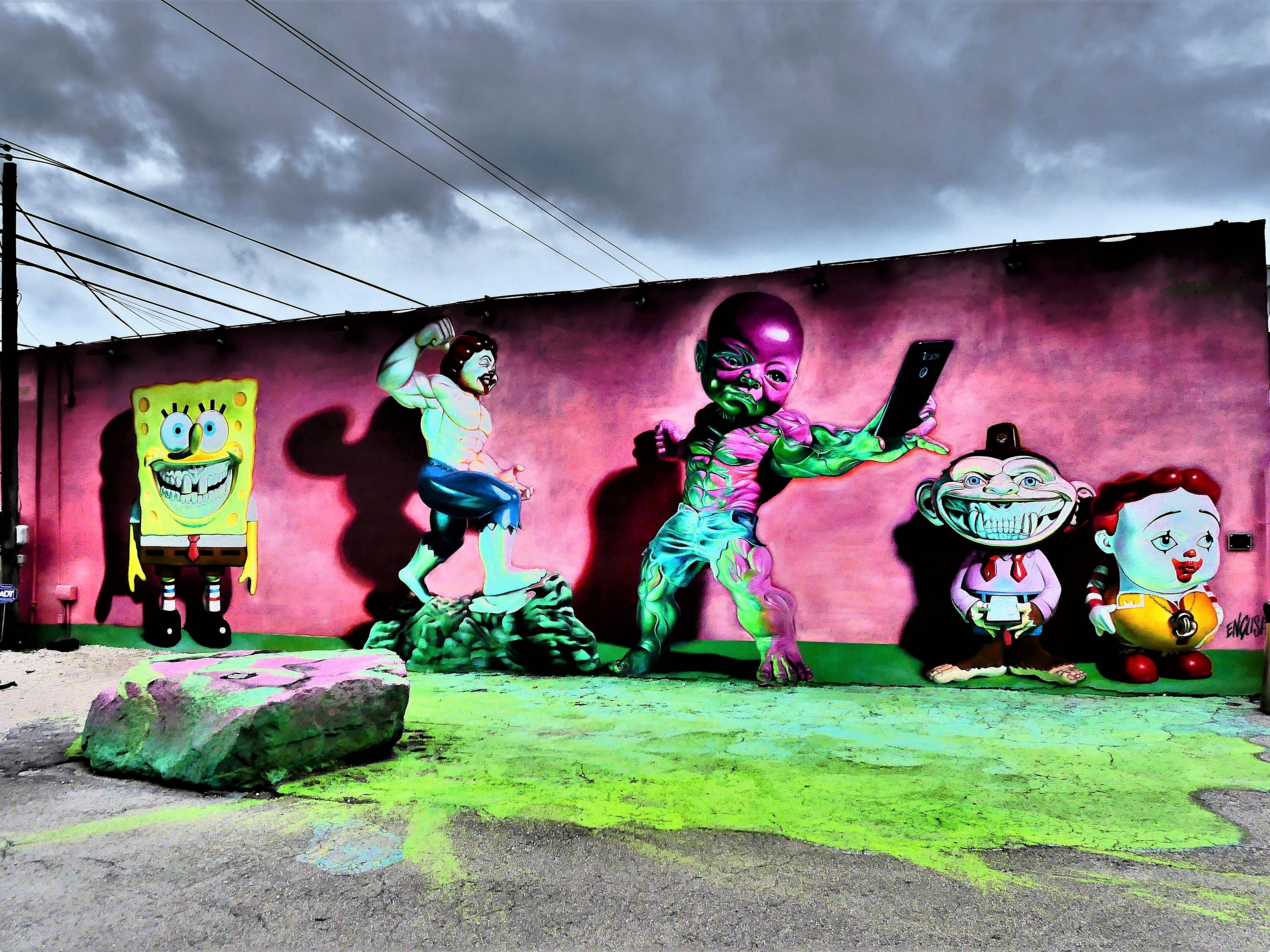 painted wall and rock