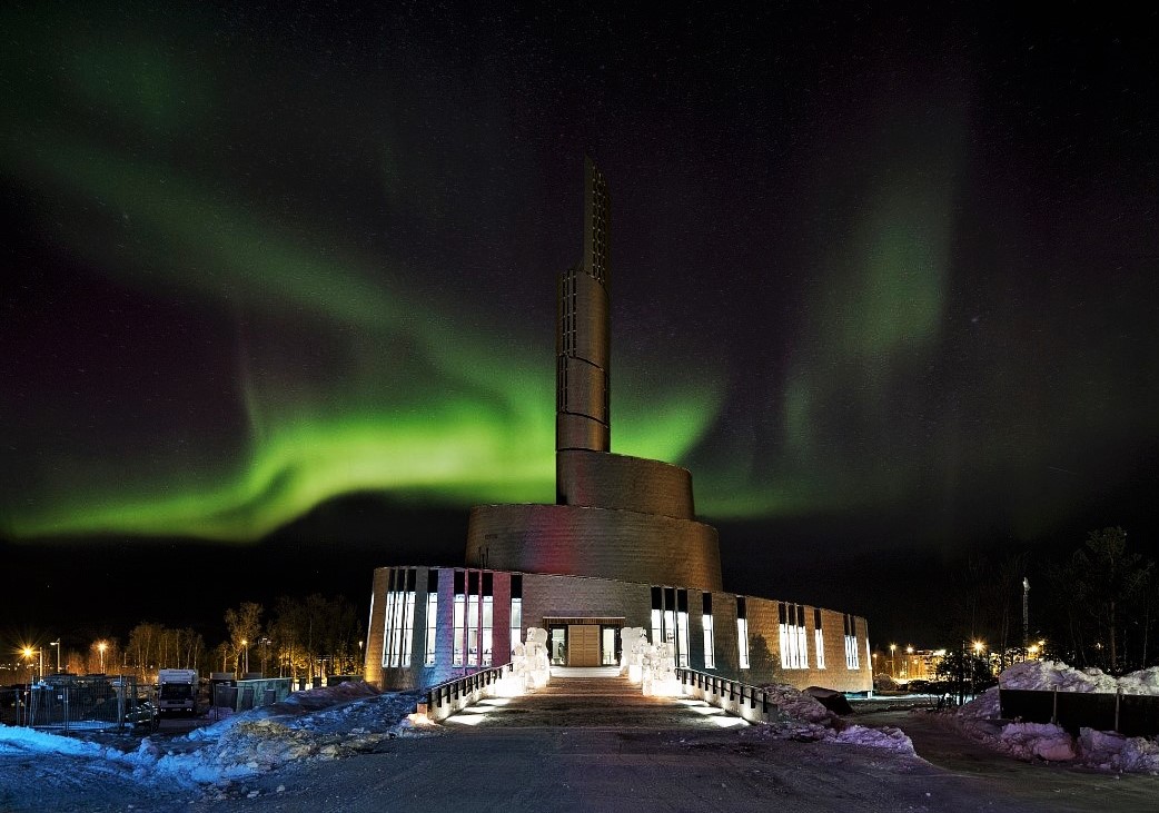 Northern Lights behind the Cathedral